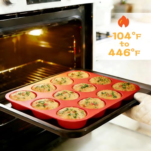 12 Cups Silicone Muffin Pans for Baking Cupcake Pan Nonstick Silicone Molds - size: 12-Cup Regular