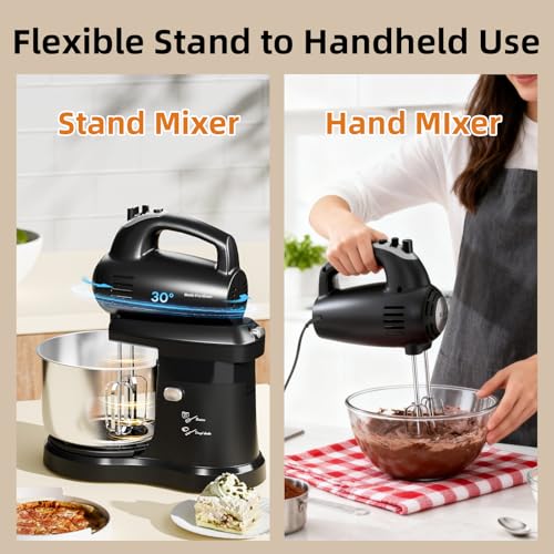 3.2QT 2-in-1 Stand Mixer, Black - color: Black, size: 3.2QT