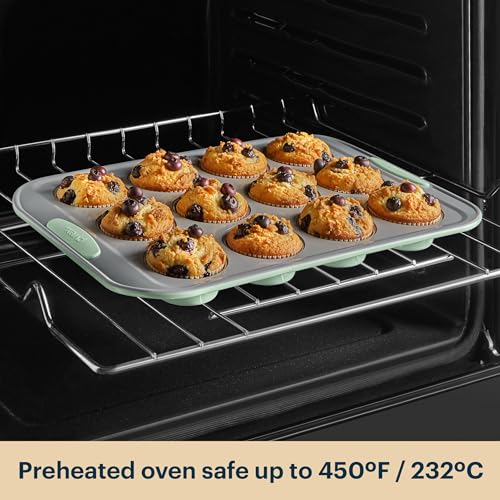 Pyrex 3-Piece Metal Cookie & Muffin Sheet Bakeware Set, Sage - color: Sage, size: 3 Piece Value Pack