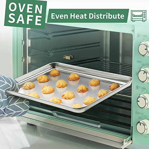 Baking Sheets Set of 2, HKJ Chef Cookie Sheets 2 Pieces & Stainless Steel Baking Pans & Toaster Oven Tray Pans, Rectangle Size 16 x 12 x 1 inch, Non Toxic & Healthy & Easy to Clean - size: 16inch