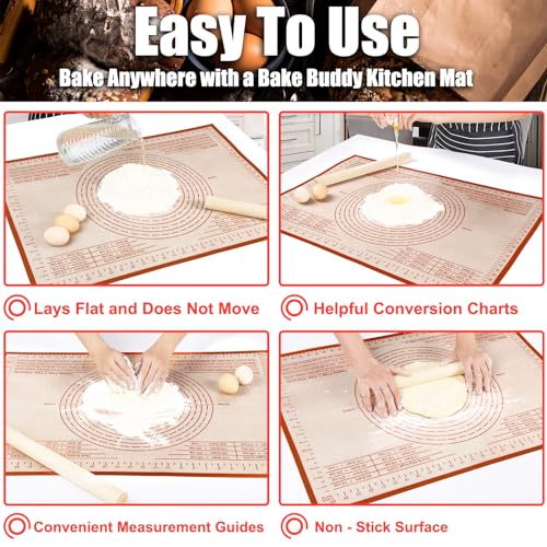 Silicone Pastry Mat 34X26 inch Baking Mat Large Dough Mat with Measurements - color: Red, size: 26"L x 34"W