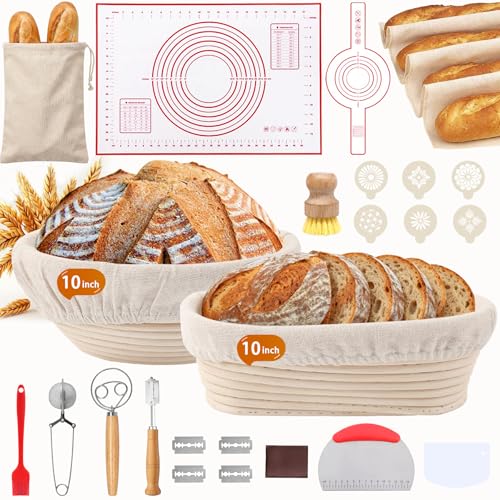 PeacePeo Sourdough Starter Kit 27Pcs with Round and Oval Banneton Basket - size: Bread Proofing Basket-27 Pcs
