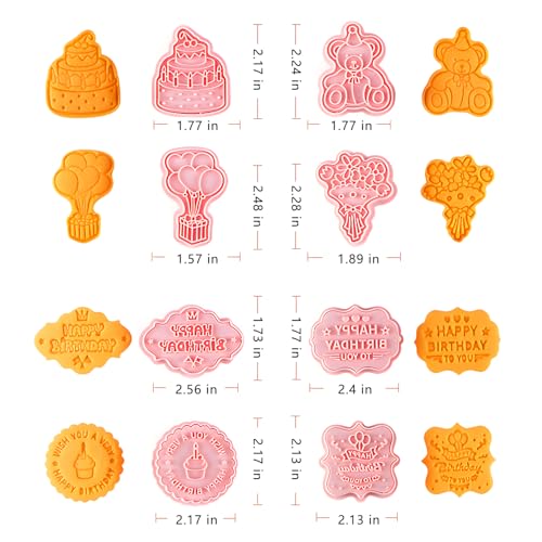 BESEK 8PCS Birthday Cookie Cutters, Birthday Party Cookie Cutter - 8 Shaped Cookie Cutter, Baking Tool for Homemaking Cookie - color: Birthday