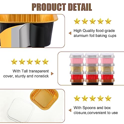Skylety 100 Pcs 5oz Mini Square Cake Pans with Lids, Multicolor - color: Multicolor
