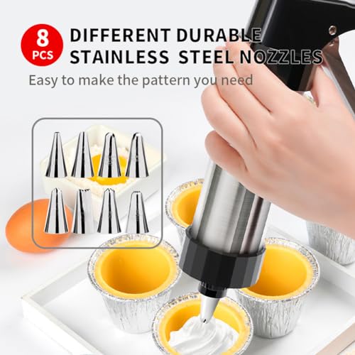 Stainless Steel Cookie Press, Spritz Cookie Maker with 13 Discs & 8 Tips