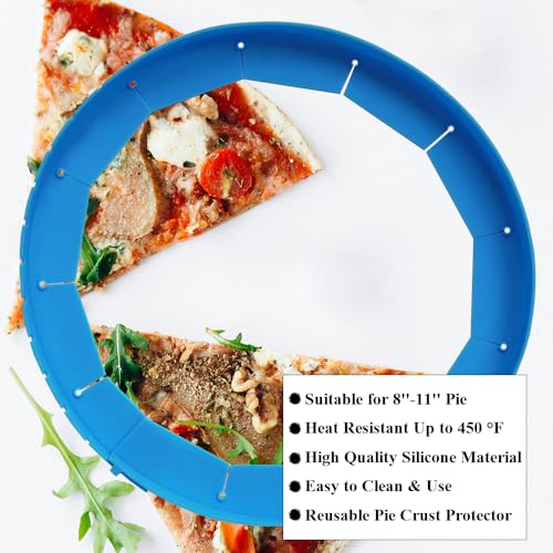 Adjustable Pie Crust Shields Baking Protectors, Silicone Cover Ring Fits 8-11.4 Inch Pies, Baking Pie Pizza Crust Shield Protector Cover for Edges (Blue-1pcs) - color: Blue-1pcs