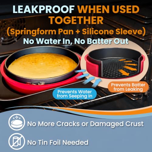 Spring Form Pan for Cheesecake, 9 Inch with Leakproof Silicone Sleeve