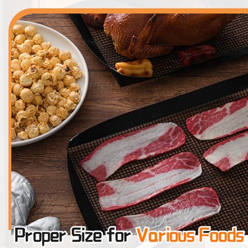 Teenyyou 2 Pcs 11 x 11 Inch PTFE Solid Oven Basket Non Stick Cooking Basket Cooking Trays for Quick Oven Accessories Baking Chips Chicken Wings Bread Heating - size: 11 x 11 Inch