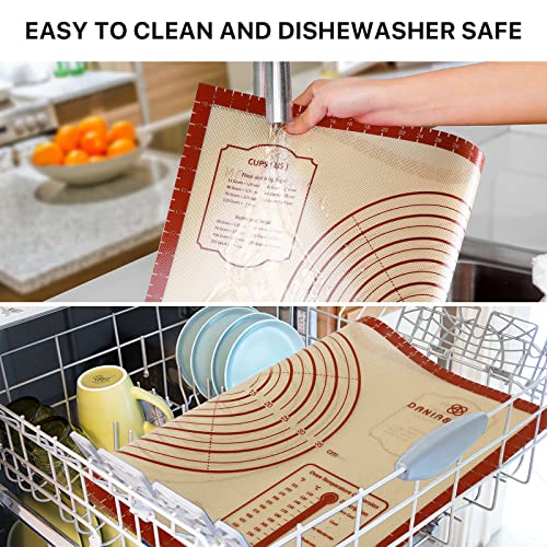 DANIA & DEAN Silicone Baking Mat, 28x20 Large Pastry Mat with Measurements - color: Red, size: 28"L x 20"W