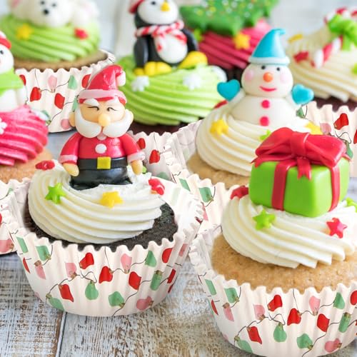 Whaline 300Pcs Christmas Bulb Paper Baking Cups Colorful Xmas Bulbs Cupcake Muffin Liners 2 x 1.2 Inch Winter Holiday Cake Candy Cup Paper Wrappers for Xmas Wedding Birthday Baby Shower Party - style: Christmas Bulb
