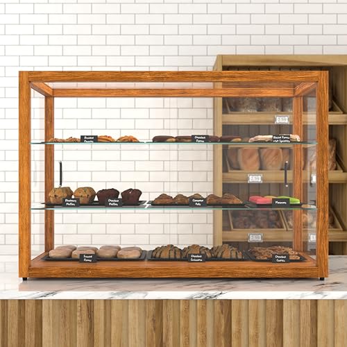 KoolMore 42 in. Horizontal Light Wood Countertop Dry Bakery Display Case, Large Bread, Pastry and Dessert Display with Tempered Glass - color: Light Wood, size: 42 in.