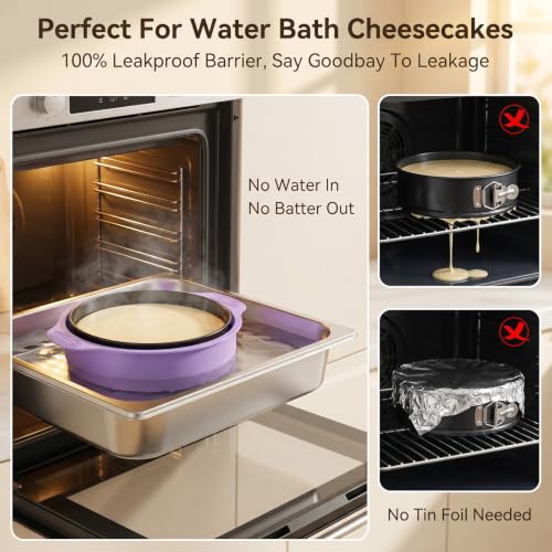 3 Pcs Springform Pan Set, 5 7 9 Inch Nonstick Spring Form Pan, Leakproof Cheesecake Pan with Silicone Protector & 50Pcs Parchment Paper, Removable Bottom Cake Baking Pans for Home Restaurant Bakery