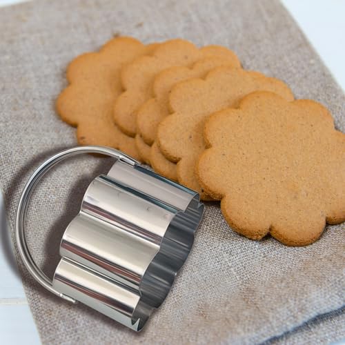 ALLTOP Scalloped Biscuit Cutters with Handle, Flower Shaped - style: Plum Blossom