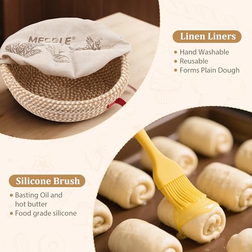 Sourdough Banneton Starter Kit,10" Round&11" Oval Bread Proofing Baskets - color: Cotton Oval & Round Basket Set