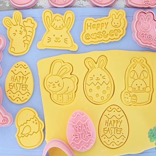 26pcs Easter Cookie Cutters Stamps Biscuit Baking Tools Embossing Cookie Molds … - style: Easter