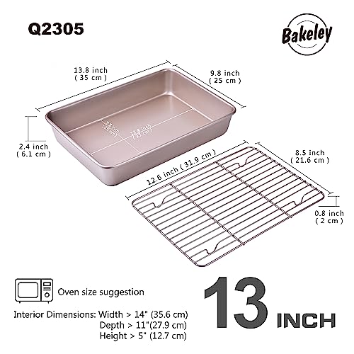 13 Inch Baking Pan With Rack Carbon Steel Nonstick Tray for Oven Roasting - size: 13 Inch Deep