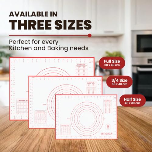 Silicone Baking Mats - Non-Stick Pastry Mat, 3/4 Sheet Size, Pack of 3 - size: 3/4 Size (Pack of 3)