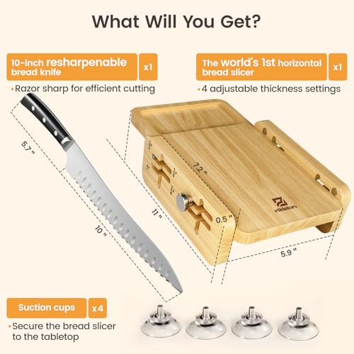 Piklohas Piklohas Bread Slicer With Bread knife, 4 Thickness Adjustable - size: 10-Inch Bread Knife & Slicer