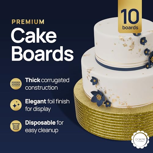 O'CREME Gold Wraparound Cake Pastry Round Drum Board 1/4 Inch Thick, 14 Inch Diameter - Pack of 10 - color: Gold, size: 14"
