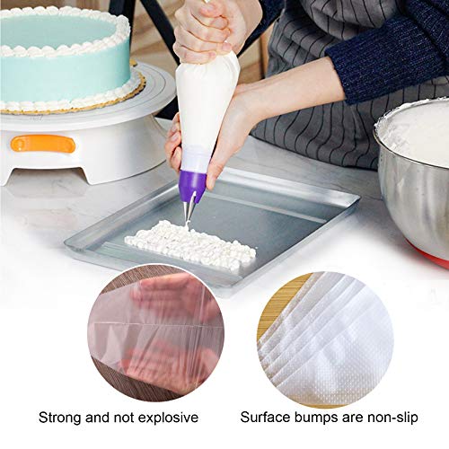 Piping Bags 100 Pcs 14" Disposable Pastry Bags, Heavy-Duty Anti-Burst Icing Bags for Cake Decorating, Cupcakes, Cookies, Macarons, Chocolate. Works with Wilton Tips & Couplers, Leak-Proof PE Material