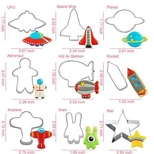 HENGYID Animal Cookie Cutter Set - 9 PCS Stainless Steel Shaped Cookie Candy Food Cutters Molds for DIY, Kitchen, Baking, Cake, Holiday Celebration, Kids Animal Themed Birthday Party (Space) - color: Space