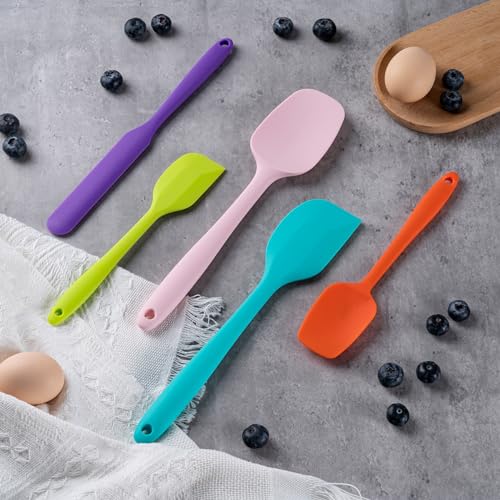 Silicone Spatula Set,5 Piece Food Grade Rubber Spatulas,Macaron Blue - color: Macaron blue