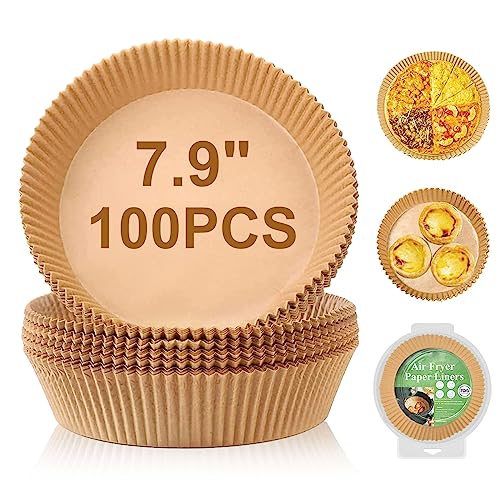 Air Fryer Disposable Paper Liner, 100PCS 7.9 Inch Air Fryer Liners Round, Parchment Paper Non-stick Oil-proof Water-proof - size: 7.9 inch Round
