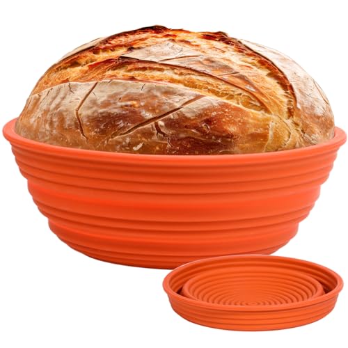 Webake 10" Large Round Silicone Bread Proofing Basket, Collapsible Silicone Banneton Basket for Sourdough Bread Baking, BPA-Free - style: Round L