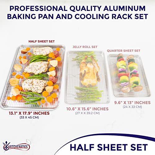 KITCHENATICS Half Sheet Baking Pan and Rack Set Warp-Free 13.1x17.9 In - size: 13.1" x 17.9" Half Sheet Pan & Rack Set
