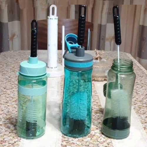 NewFerU Bottle Brushes Thin Long Handle X 4, Soft Nylon Slim Wire Set