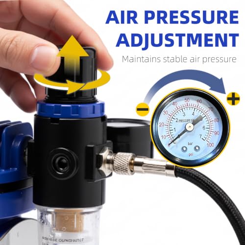 OPHIR Airbrush Starter Kit with Compressor & Dual-Action Airbrush - color: Matte Blue-1 Airbrush Starter Kit