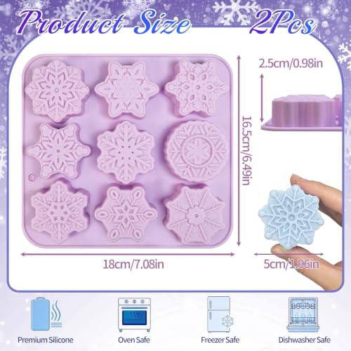 Snowflake Silicone Mold, 2Pcs Christmas Chocolate Molds - color: Purple