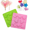 2-Pack Heart Sakura Bow Tie Lollipop Molds Set Heart Cherry Blossom Silicone Lolly Pop Tray for Hard Candy Chocolate Gummy Sucker (Random Color)