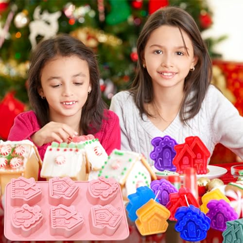 Christmas House Soap Molds, 2 Pack Gingerbread House Silicone Mold - color: Christmas House