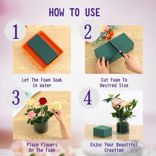 6Pcs Floral Foam Blocks Each (8.85”L x 4.1”Wx 2.75”H) Green Wet & Dry Flower Foam for Fresh & Artificial Flower Arrangements, DIY Crafts, Arts, Weddings, Birthdays and Garden Decorations