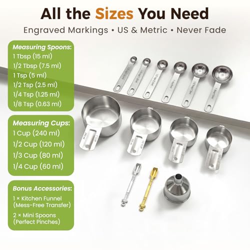 Measuring Spoons, 13-Piece Heavy Duty Stainless Steel Measuring Spoons Set - size: 13PCS