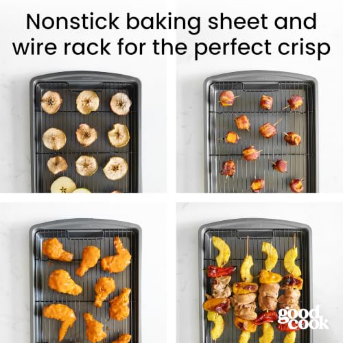GoodCook Nonstick Carbon Steel Baking Pan & Raised Wire Rack, 15x10.5-Inch - size: 15 x 10.5-Inch