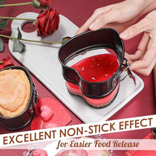 Webake Springform Pan 4 inch Heart Shape Mini Cheesecake Pan Set of 2, Cake Pan Heart Baking Molds Accessories of Instapot, Pressure Cooker, Air Fryer & Christmas, Valentine's Day Baking - size: 4 in Heart