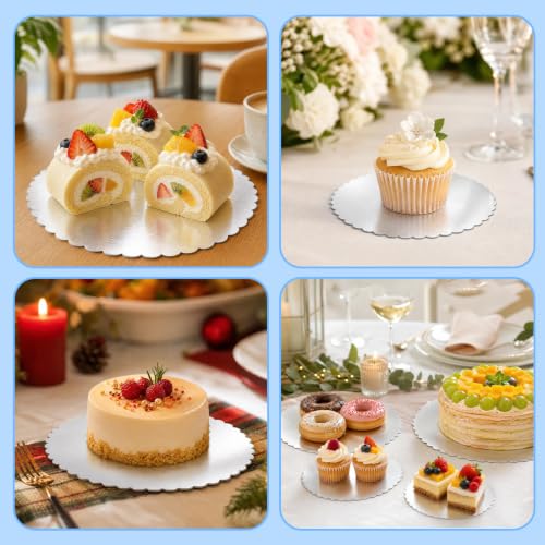 8 Pack Round Cake Boards,Silver Wave Cake Circle Base 6,8,10,12 Inch - color: Silver, size: 6/8/10/12Inch, style: Wavy Edge