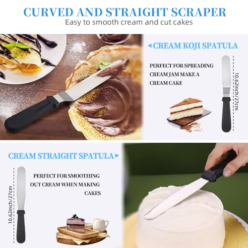 79PCS Cake Decorating Kit with Revolving Cake stand Turntable for Beginner - size: 79PCS Cake Decor Kit