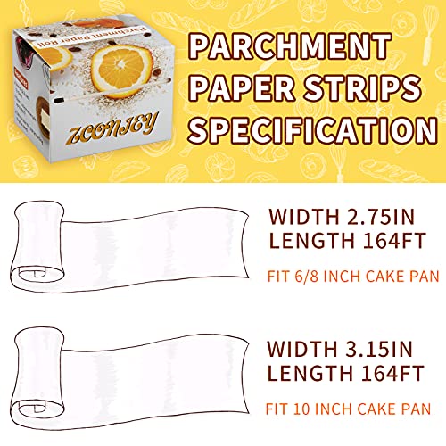 Baking Parchment Paper Side Liners - Baking Strips Roll for Round Cake Pans, Cheesecake Springform Pan, Non Stick Pan Lining Paper 3.15in x 164ft, Pre-cut Heat Resistant Kitchen Paper - size: 3.15in x 164ft