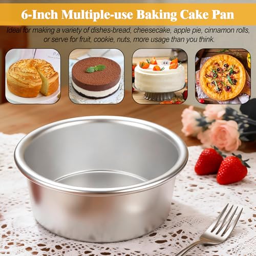 6 Inch Cake Pans Set of 4, Nonstick Aluminum Pans with 100 Parchment Paper