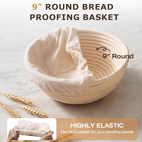 6Pack Bread Proofing Liners 9" Cotton Banneton Sourdough Covers - size: 6 Pack 9" Round