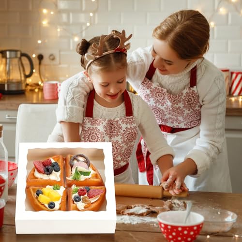50 Pack Pie Boxes 8x8x2 Inch Bakery Boxes Cookie Box Treat Box - color: White