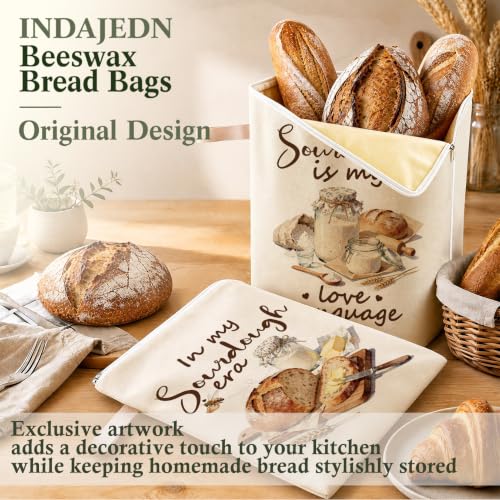 in My Sourdough Era Gifts Beeswax Bread Bags 2 Pack XL 13x17in - color: In My Sourdough Era 01