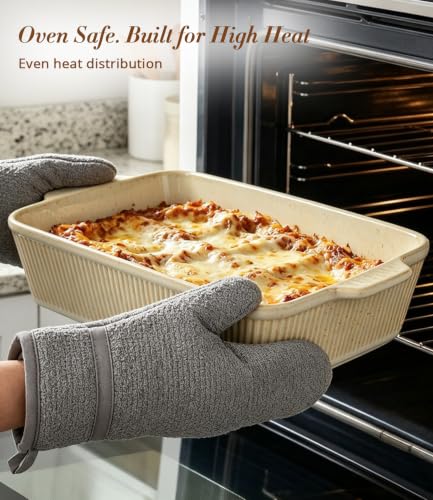 TheTerra Casserole Dishes for Oven, Ceramic Baking Dish Set of 3 - color: Cappuccino