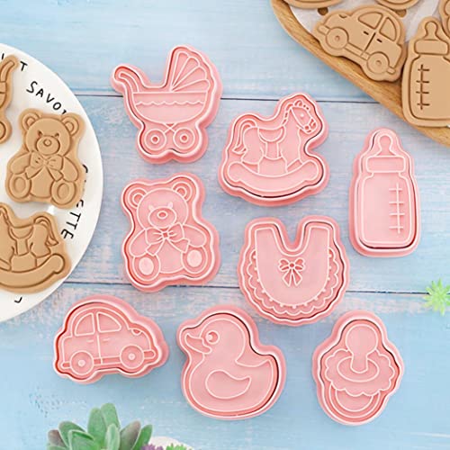 8pcs Cute Baby Shower Cookie Cutters,Newborn party Cookie Stamps (Baby) - color: Baby