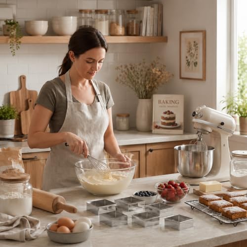 6PCS Square Cookie Cutter Set, Stainless Steel Square Cutter Cookie Cutters for Baking, Cookies, Biscuits 6 Sizes (1.5, 2, 2.5, 3, 3.5, 4 Inch)