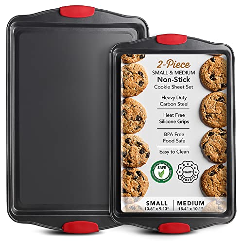 Eatex Baking Sheet Set, 2 Piece Baking Pans Set, Cookie Sheets for Baking - size: Small & Medium