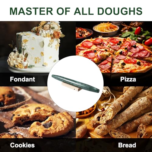 Natural Marble Rolling Pin for Baking, 15.6" Non-Stick Stone Dough Roller - color: 15.6"x1.48"-Green